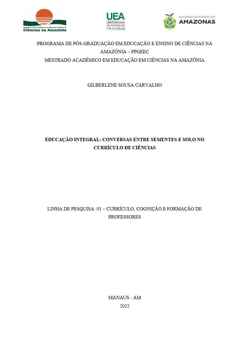 Capa de Educação integral: conversas entre sementes e solo no currículo de ciências